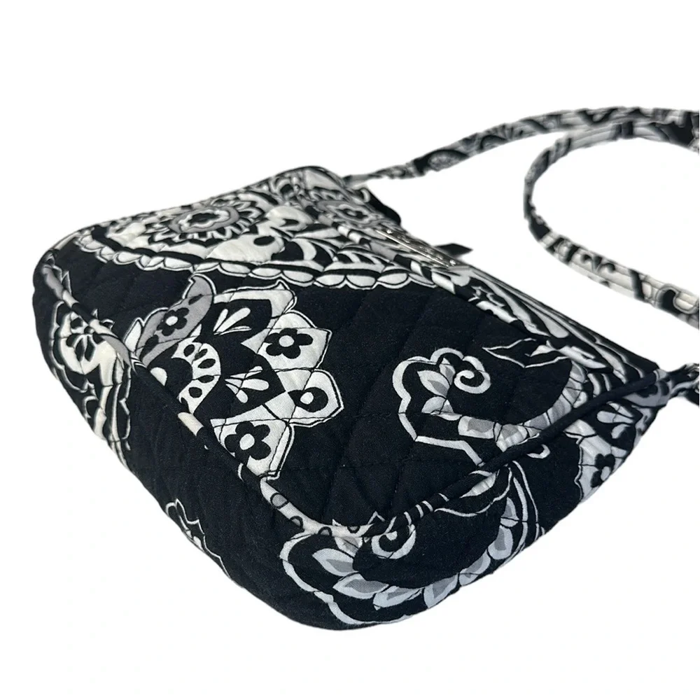 Vera Bradley Midnight Paisley Black White Crossbody Hipster Purse Shoulder Bag